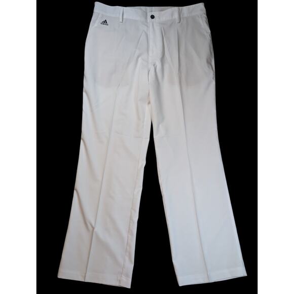 Adidas NWT Golf Pants Mens 38x32 White Climalite 3 Stripe Tech Performance Pants - Picture 2 of 13